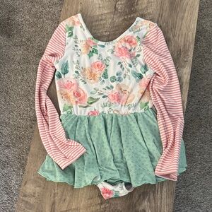 Cheeky Plum Floral and Striped dance leotard